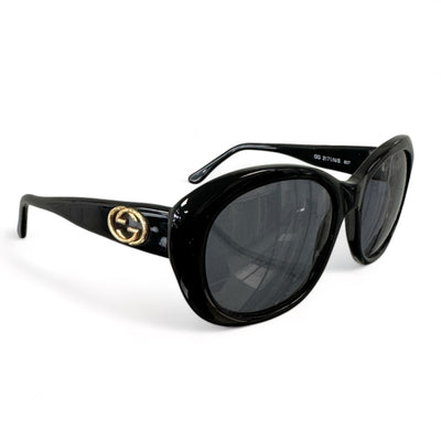 Gucci Sonnenbrille Schwarz Gold Blau - vintageconcierge