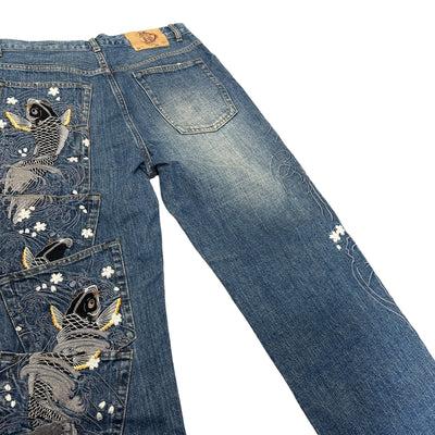 Karakuri Koi Multi Pocket Denim Jeans - vintageconcierge