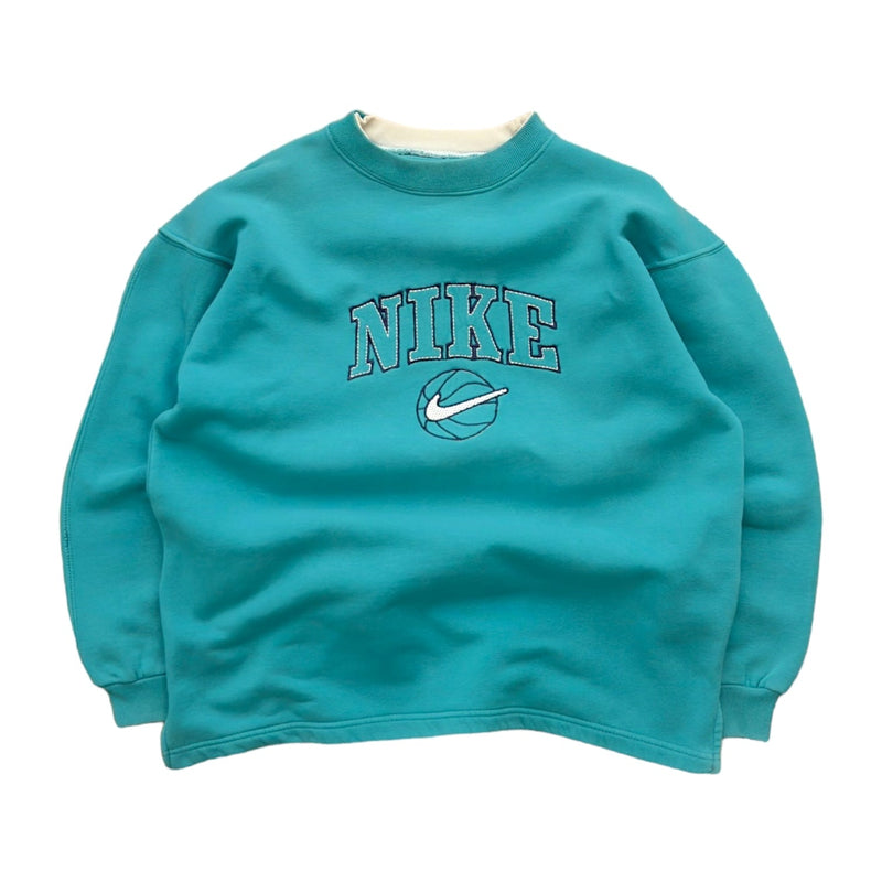 Nike Vintage 90s Spellout Sweater Meeresblau - vintageconcierge