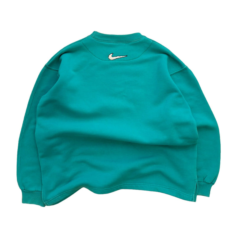 Nike Vintage 90s Spellout Sweater Meeresblau - vintageconcierge