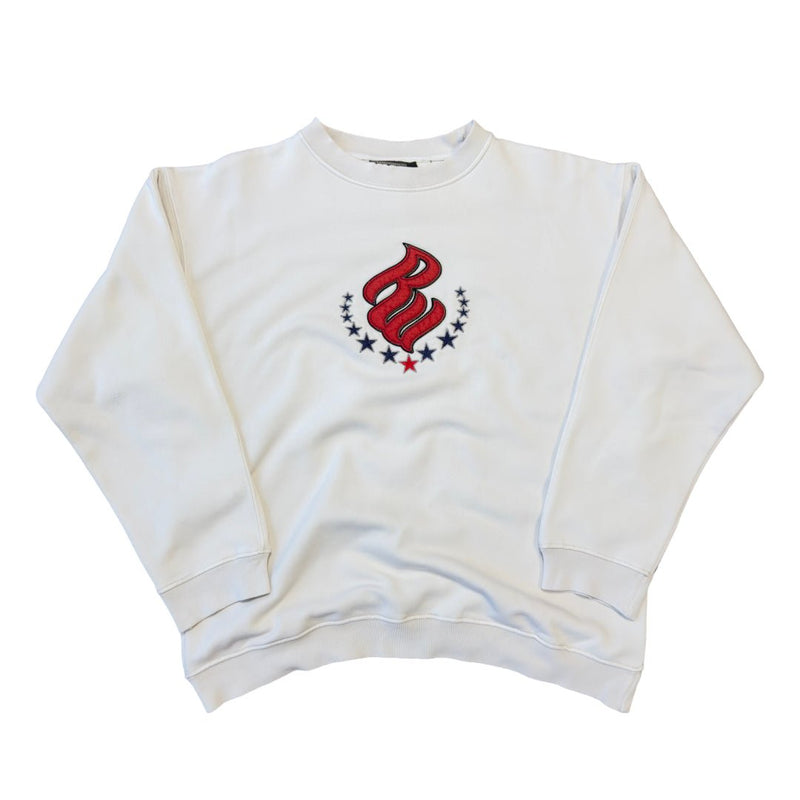 Rocawear Vintage Y2K Hip-Hop Skate Sweater Beige Weiß Rot - vintageconcierge